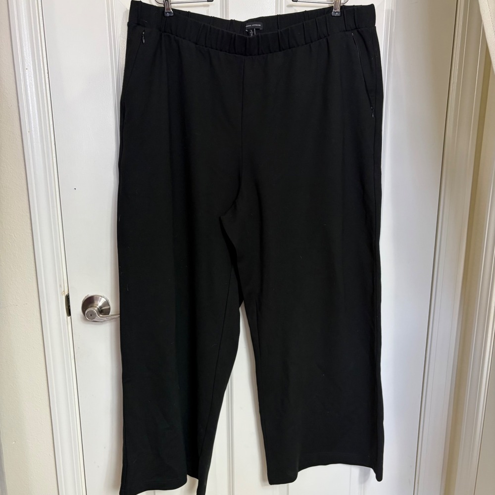 Universal Standard Black Ponte Wide Leg Pull On Pants Large L USPA1217